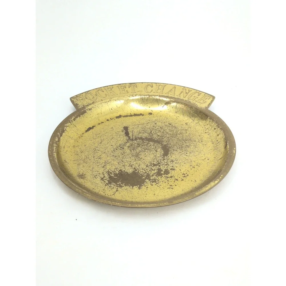 Vintage Brass Pocket Change Dish Coin Tray